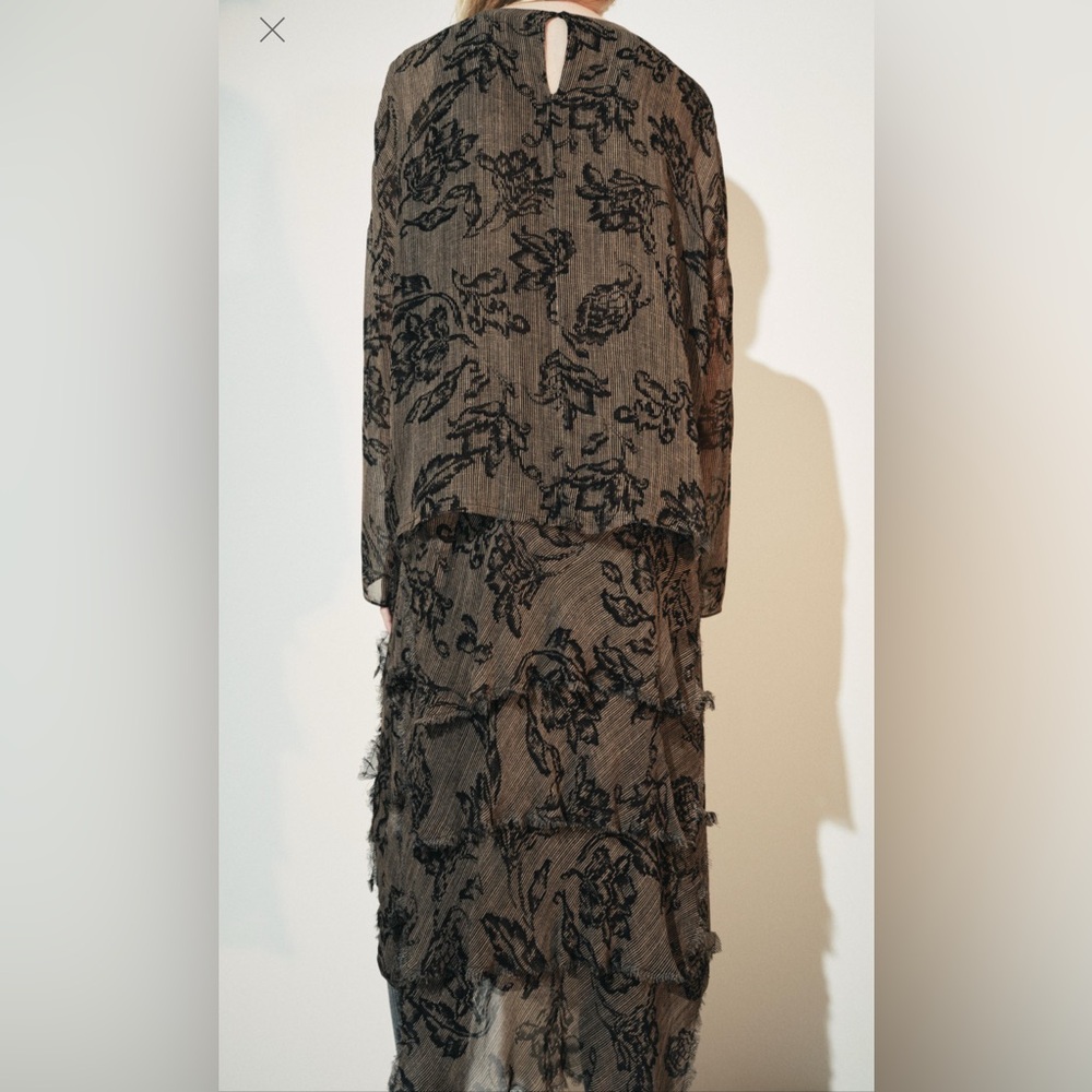 Zara printed ruffle dress